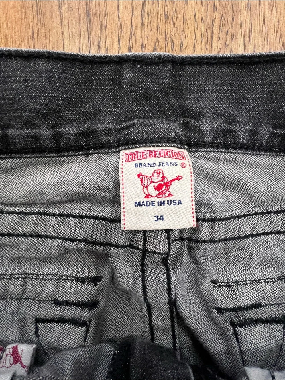 True Religion Men's Black Washed Straight Jeans